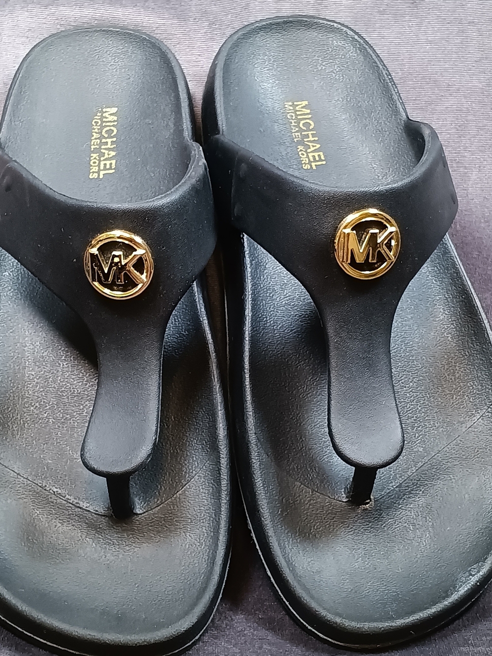 Michael Kors Black MK Logo Thong Sandals